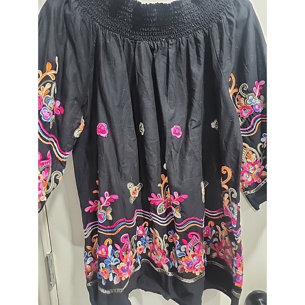 Studio West Black Off-Shoulder Embroidered Tunic - Picture 11 of 13